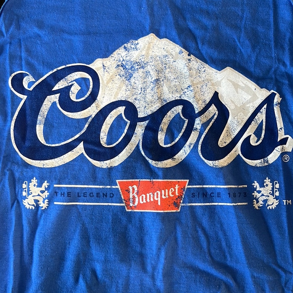 NWT Coors Banquet Blue Tank Top with Large Coors Logo, size Medium